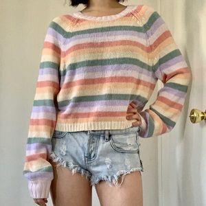 Multi Striped Pullover Sweater Knit 